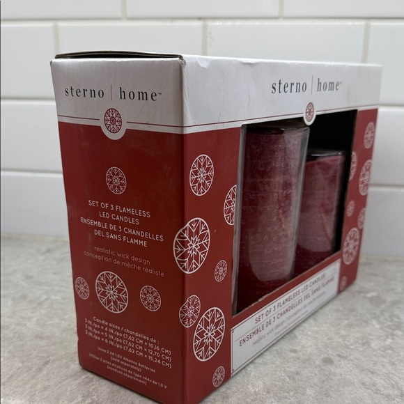 Sterno Home Red Flameless LED Candles Set. Realistic Wick design. 5 hr timer New - Picture 2 of 6